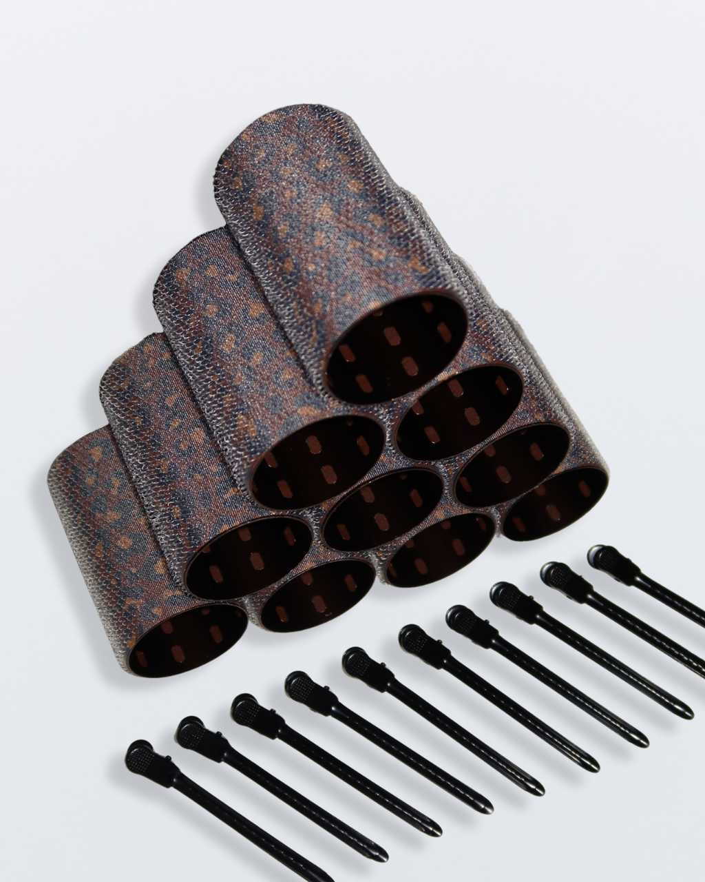 Large Thermal Hair Rollers - Vintage Leopard (10 pack + Clips)